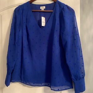 J. Crew Women's Blue V-Neck Top NWT